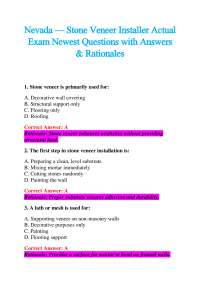 Nevada — Stone Veneer Installer Actual Exam Newest Questions with Answers & Rationales