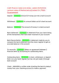 math finance notes and slides, Latest 2025/2026 Lecture notes of Mathematics|Graded A+| Pa