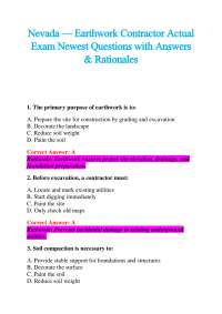 Nevada — Earthwork Contractor Actual Exam Newest Questions with Answers & Rationales