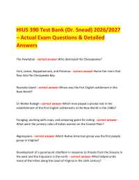 HIUS 390 Test Bank (Dr. Snead) 2026/2027 – Actual Exam Questions & Detailed Answers