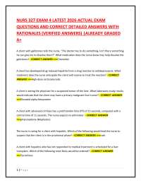 NURS 327 EXAM 4 LATEST 2026 ACTUAL EXAM.