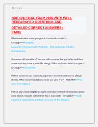 NUR 524 FINAL EXAM 2026 WITH WELL RESEARCHED