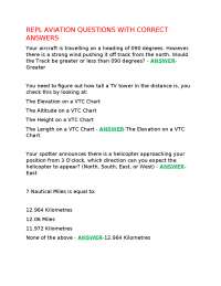 REPL AVIATION QUESTIONS WITH CORRECT ANSWERS