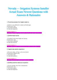 Nevada — Irrigation Systems Installer Actual Exam Newest Questions with Answers & Ration