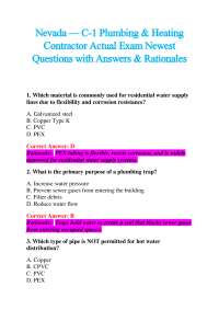 Nevada — C-1 Plumbing & Heating Contractor Actual Exam Newest Questions with Answers & R