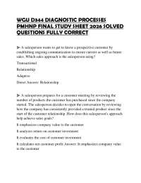 WGU D344 DIAGNOSTIC PROCESSES PMHNP FINAL STUDY SHEET 2026 SOLVED QUESTIONS FULLY CORREC