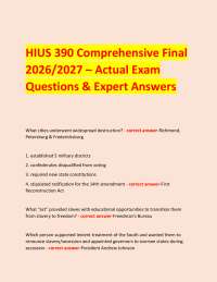 HIUS 390 Comprehensive Final 2026/2027 – Actual Exam Questions & Expert Answers