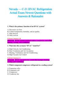 Nevada — C-21 HVAC Refrigeration Actual Exam Newest Questions with Answers & Rationales