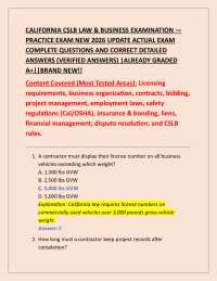 CALIFORNIA CSLB LAW & BUSINESS EXAMINATION — PRACTICE EXAM NEW 2026 UPDATE ACTUAL EXAM CO