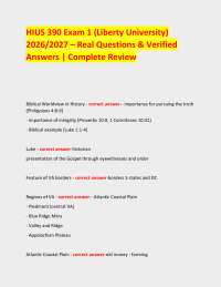 HIUS 390 Exam 1 (Liberty University) 2026/2027 – Real Questions & Verified Answers | Comp