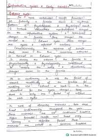 Reproductive Biology Notes: Estrous and Menstrual Cycles