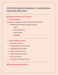 D677 SQL & Database Fundamentals – Guaranteed Pass Study Guide 2026 update