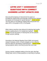 LETRS UNIT 7 ASSESSMENT QUESTIONS WITH CORRECT ANSWERS LATEST UPDATE 2026