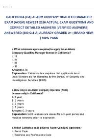 CALIFORNIA (CA) ALARM COMPANY QUALIFIED MANAGER EXAM (ACQM) NEWEST 2026 ACTUAL EXAM