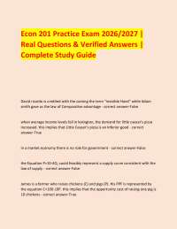 Econ 201 Practice Exam 2026/2027 | Real Questions & Verified Answers | Complete Study Gui