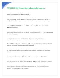 NUR 211 HESI Exam with precise detailed answers
