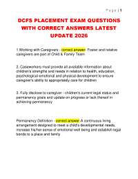 DCFS PLACEMENT EXAM QUESTIONS WITH CORRECT ANSWERS LATEST UPDATE 2026