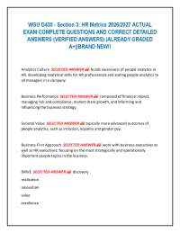 WGU D435 - Section 3: HR Metrics 2026/2027 ACTUAL EXAM COMPLETE QUESTIONS AND CORRECT DET
