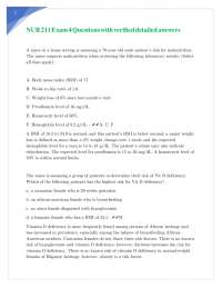 NUR 211 Exam 4 Questions with verified detailed answers