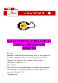 SOCRA CERTIFICATION ACTUAL EXAM QUESTIONS AND ANSWERS