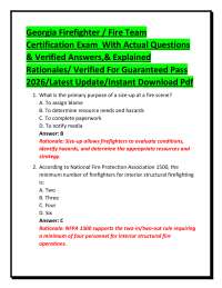 Georgia Firefighter / Fire Team Certification Exam With Actual Questions & Verified Answer