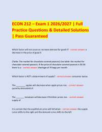 ECON 212 – Exam 1 2026/2027 | Full Practice Questions & Detailed Solutions | Pass Guarant