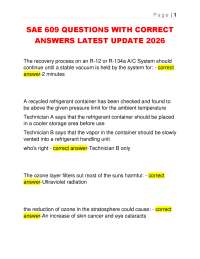 SAE 609 QUESTIONS WITH CORRECT ANSWERS LATEST UPDATE 2026