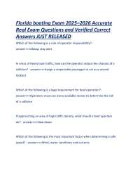 Florida boating Exam 2025–2026 Accurate Real Exam Questions and Verified Correct Answers