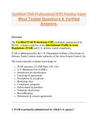 Certified ITAR Professional (CIP) Practice Exam Most Tested Questions & Verified Answers