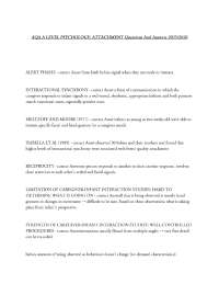 AQA A LEVEL PSYCHOLOGY: ATTACHMENT Questions And Answers 2025/2026