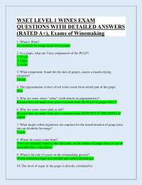 WSET LEVEL 1 WINES EXAM QUESTIONS WITH DETAILED ANSWERS (RATED A+), Exams of Winemaking