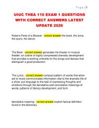 UIUC THEA 110 EXAM 1 QUESTIONS WITH CORRECT ANSWERS LATEST UPDATE 2026