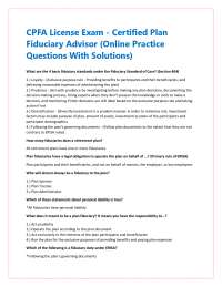 CPFA License Exam - Certified Plan Fiduciary Advisor (Online Practice Questions