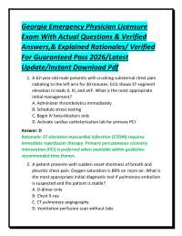 Georgia Emergency Physician Licensure Exam With Actual Questions & Verified Answers,& Expl