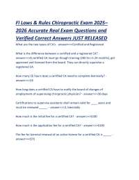 Fl Laws & Rules Chiropractic Exam 2025– 2026 Accurate Questions and Verified Answers