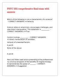 PSYC 255 comprehensive final exam with answers