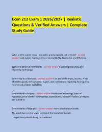 Econ 212 Exam 1 2026/2027 | Realistic Questions & Verified Answers | Complete Study Guide