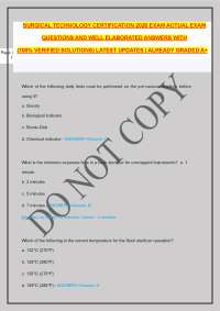 SURGICAL TECHNOLOGY CERTIFICATION 2026 EXAM ACTUAL EXAM QUESTIONS AND WELL ELABORATED ANS