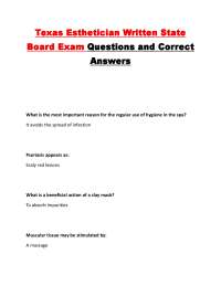 Texas Esthetician Written State Board Exam Questions and Correct Answers