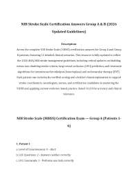 NIH Stroke Scale Certification Answers Group A & B (2026 Updated Guidelines)