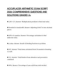 ACCUPLACER ARITHMETIC EXAM SCRIPT 2026 COMPREHENSIVE QUESTIONS AND SOLUTIONS GRADED A+