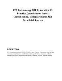 FFA Entomology CDE Exam With 53 Practice Questions on Insect Classification, Metamorphosis