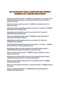 BIO 320 ECOLOGY EXAM 3 QUESTIONS AND CORRECT ANSWERS 100% VERIFIED 2026 UPDATE!!