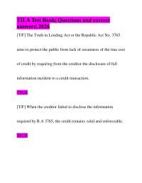 TILA Test Bank| Questions and correct answers| 2026