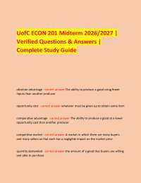 UofC ECON 201 Midterm 2026/2027 | Verified Questions & Answers | Complete Study Guide