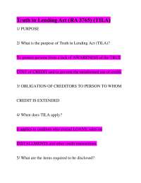 Truth in Lending Act (RA 3765) (TILA)