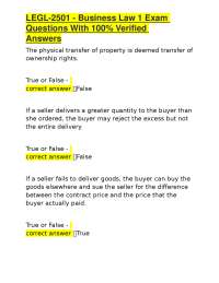LEGL-2501 - Business Law 1 Exam Questions With 100% Verified Answers