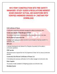 NYC FDNY CONSTRUCTION SITE FIRE SAFETY MANAGER: STUDY GUIDE & REGULATIONS NEWEST EXAM 20