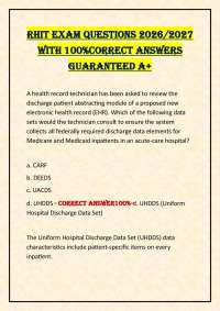 RHIT EXAM QUESTIONS 2026/2027 wITH 100%CORRECT ANSwERS GUARANTEED A+