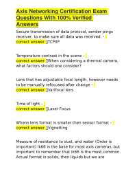 Axis Networking Certification Exam Questions With 100% Verified Answers